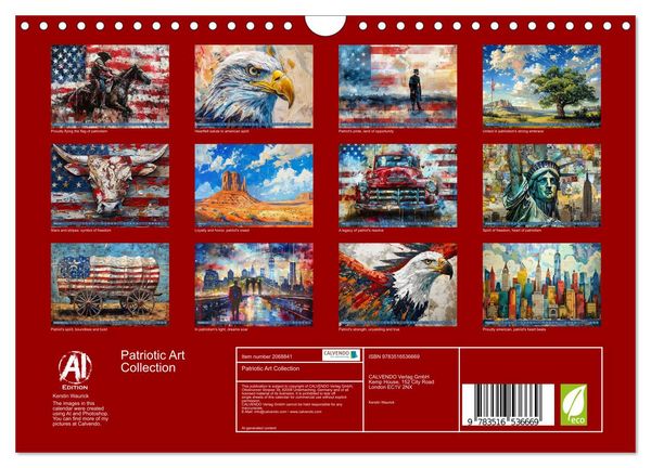 Produktbild: Patriotic Art Collection (Wall Calendar 2026 DIN A4 landscape), CALVENDO 12 Month Wall Calendar
