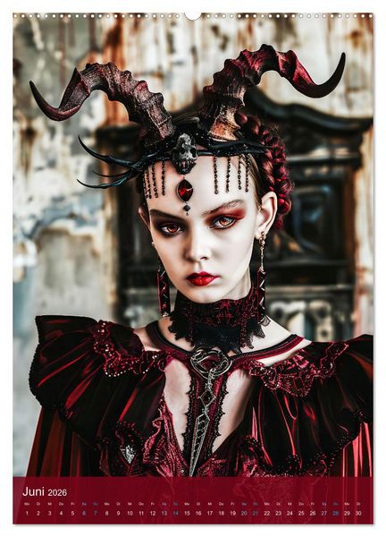 Produktbild: Teuflische Gothics - Gothic, Girls und Hörner (Wandkalender 2026 DIN A2 hoch), CALVENDO Monatskalender