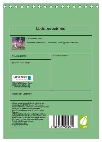 Produktbild: Meditation verbindet (Tischkalender 2026 DIN A5 hoch), CALVENDO Monatskalender