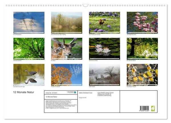 Produktbild: 12 Monate Natur (Wandkalender 2027 DIN A2 quer), CALVENDO Monatskalender