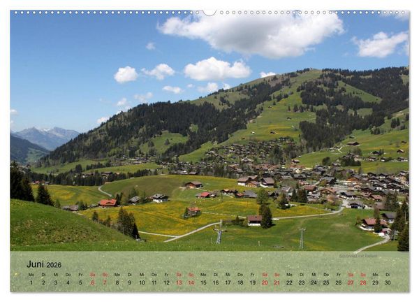 Produktbild: Saanenland. Ein Kalender aus dem Berner Oberland (hochwertiger Premium Wandkalender 2026 DIN A2 quer), Kunstdruck in Hochglanz