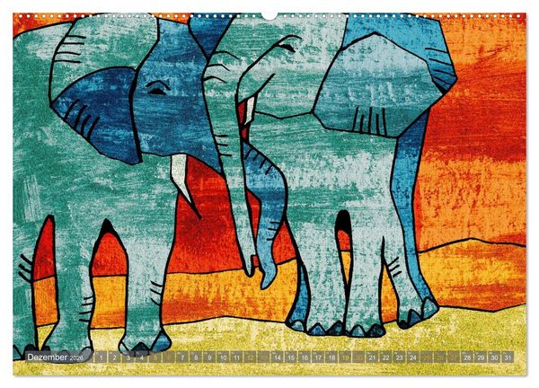 Produktbild: Elefanten-Tr&auml;ume (hochwertiger Premium Wandkalender 2026 DIN A2 quer), Kunstdruck in Hochglanz