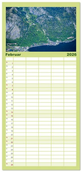 Produktbild: Familienplaner 2026 - Traumziel Hallstatt in &Ouml;sterreich mit 5 Spalten (Wandkalender, 21 x 45 cm) CALVENDO