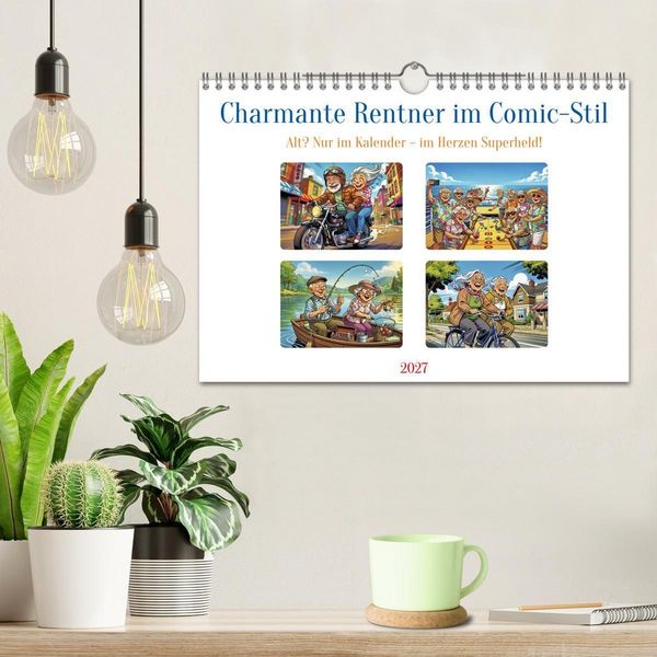 Produktbild: Charmante Rentner im Comic-Stil (Wandkalender 2027 DIN A4 quer), CALVENDO Monatskalender