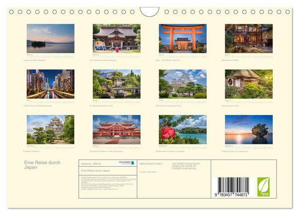 Produktbild: Eine Reise durch Japan (Wandkalender 2026 DIN A4 quer), CALVENDO Monatskalender