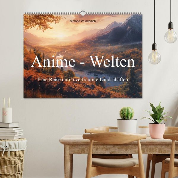 Produktbild: Anime - Welten: Eine Reise durch vertr&auml;umte Welten (Wandkalender 2026 DIN A2 quer), CALVENDO Monatskalender