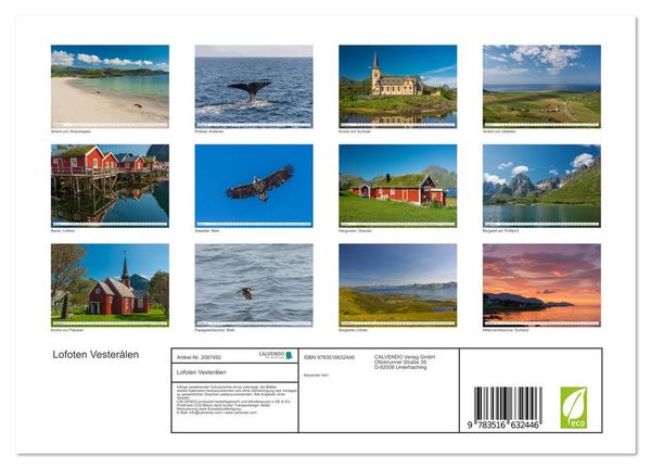 Produktbild: Lofoten Vester&aring;len (Wandkalender 2026 DIN A4 quer), CALVENDO Monatskalender