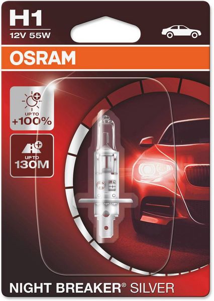 Produktbild: Osram Automotive 4062172395465 Halogen Leuchtmittel Night Breaker&reg; Silver H1 55W 12V