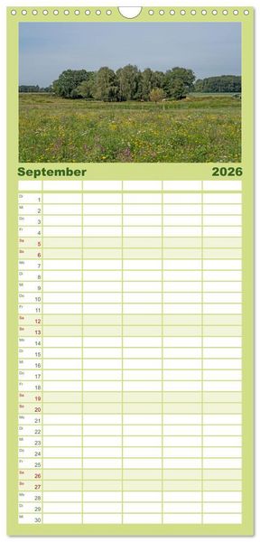 Produktbild: Familienplaner 2026 - Romantisches Wegberg mit 5 Spalten (Wandkalender, 21 x 45 cm) CALVENDO