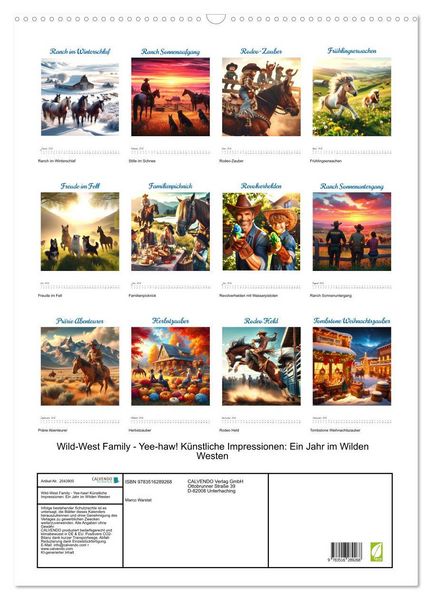 Produktbild: Wild-West Family - Yee-haw! K&uuml;nstliche Impressionen: Ein Jahr im Wilden Westen (Wandkalender 2026 DIN A2 hoch), CALVENDO Monatskalender
