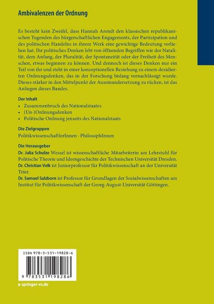 Produktbild: Ambivalenzen der Ordnung