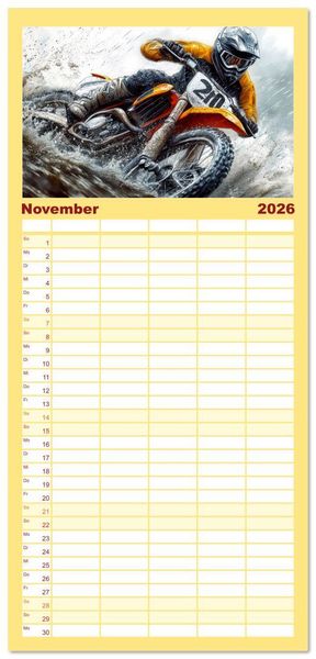 Produktbild: Familienplaner 2026 - Motocross - Highspeed durch das Jahr mit 5 Spalten (Wandkalender, 21 x 45 cm) CALVENDO