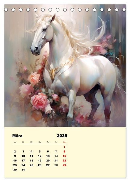 Produktbild: Pferde im romantischen Barockstil (Tischkalender 2026 DIN A5 hoch), CALVENDO Monatskalender