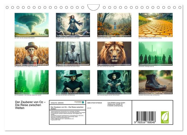 Produktbild: Der Zauberer von Oz &ndash; Die Reise zwischen Welten (Wandkalender 2027 DIN A4 quer), CALVENDO Monatskalender