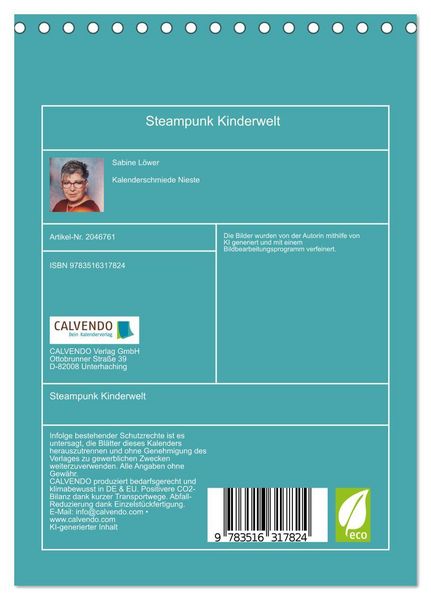 Produktbild: Steampunk Kinderwelt (Tischkalender 2026 DIN A5 hoch), CALVENDO Monatskalender