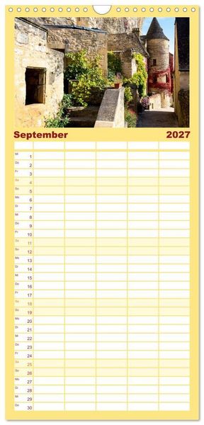 Produktbild: Familienplaner 2027 - Dorfidyllen in Frankreich mit 5 Spalten (Wandkalender, 21 x 45 cm) CALVENDO