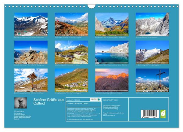 Produktbild: Sch&ouml;ne Gr&uuml;&szlig;e aus Osttirol (Wandkalender 2026 DIN A3 quer), CALVENDO Monatskalender