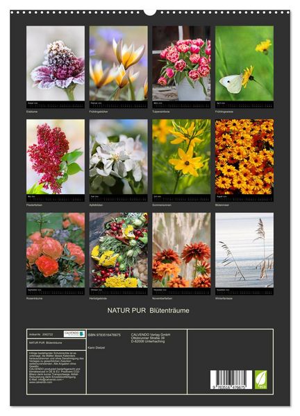 Produktbild: NATUR PUR Bl&uuml;tentr&auml;ume (hochwertiger Premium Wandkalender 2026 DIN A2 hoch), Kunstdruck in Hochglanz