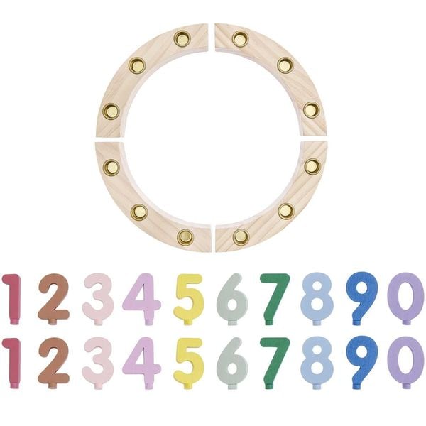 Produktbild: Premium Set Holzring aus Kiefernholz mit Holzzahlen, bunt