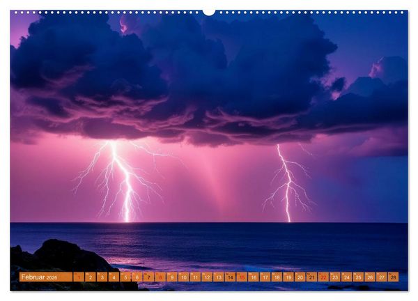 Produktbild: Mega-Blitze (hochwertiger Premium Wandkalender 2026 DIN A2 quer), Kunstdruck in Hochglanz