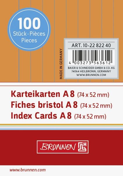 Produktbild: Brunnen Karteikarte A8 lin or 100St