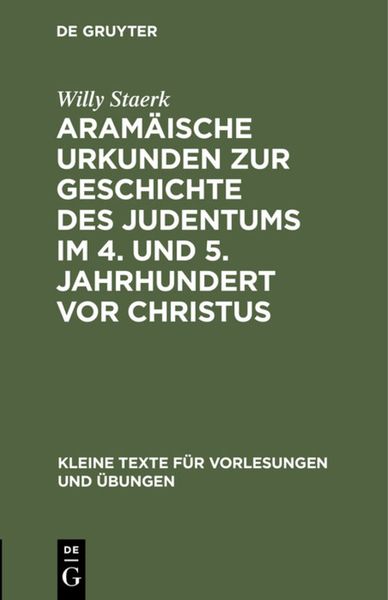 Produktbild: Aram&auml;ische Urkunden zur Geschichte des Judentums im 4. und 5. Jahrhundert vor Christus