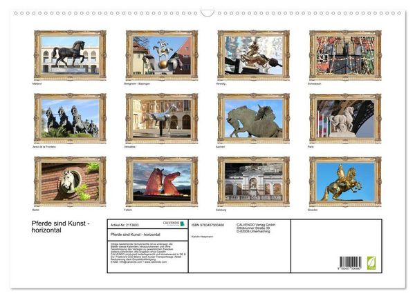 Produktbild: Pferde sind Kunst - horizontal (Wandkalender 2026 DIN A2 quer), CALVENDO Monatskalender