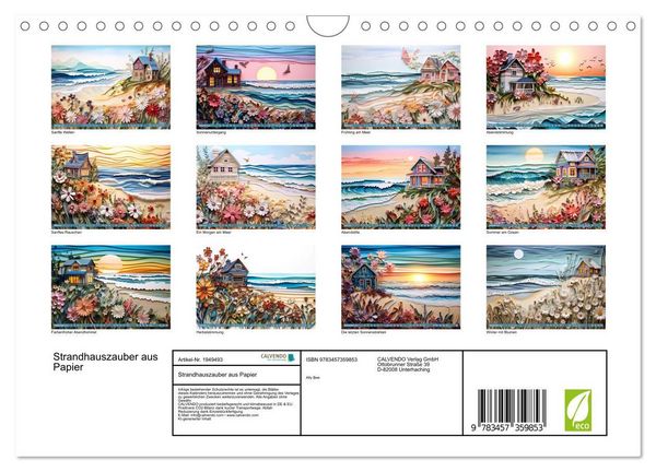 Produktbild: Strandhauszauber aus Papier (Wandkalender 2026 DIN A4 quer), CALVENDO Monatskalender