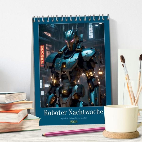 Produktbild: Roboter Nachtwache (Tischkalender 2026 DIN A5 hoch), CALVENDO Monatskalender