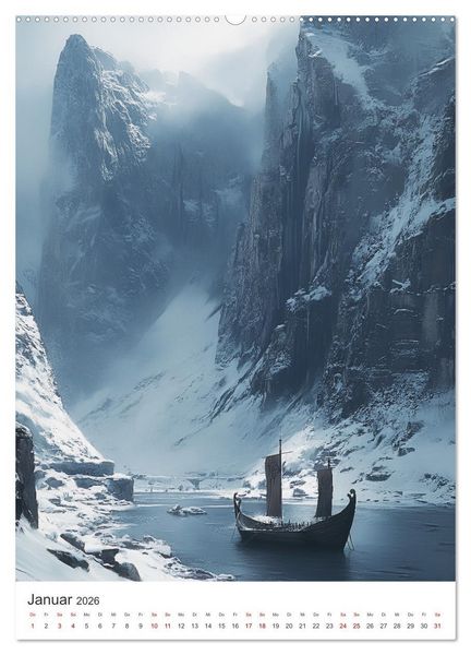 Produktbild: Die Wikinger und ihre Welt - Im Einklang mit der Wildnis und den G&ouml;ttern (hochwertiger Premium Wandkalender 2026 DIN A2 hoch), Kunstdruck in Hochglanz