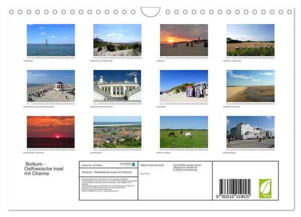 Produktbild: Borkum - Ostfriesische Insel mit Charme (Wandkalender 2026 DIN A4 quer), CALVENDO Monatskalender