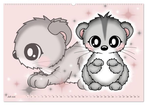 Produktbild: niedliche Kawaii Tiere (Wandkalender 2026 DIN A2 quer), CALVENDO Monatskalender