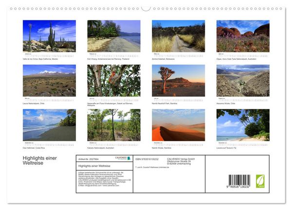 Produktbild: Highlights einer Weltreise (hochwertiger Premium Wandkalender 2026 DIN A2 quer), Kunstdruck in Hochglanz