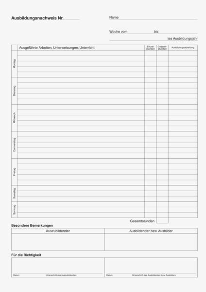Produktbild: Brunnen Heft A4 Ausbildungsnachweis 1W/1S