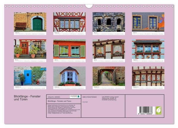 Produktbild: Blickf&auml;nge - Fenster und T&uuml;ren (Wandkalender 2026 DIN A3 quer), CALVENDO Monatskalender