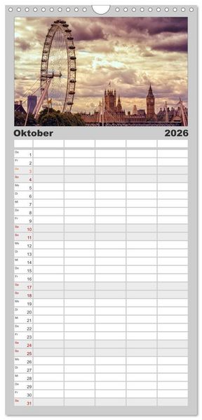 Produktbild: Familienplaner 2026 - Weltmetropole London mit 5 Spalten (Wandkalender, 21 x 45 cm) CALVENDO