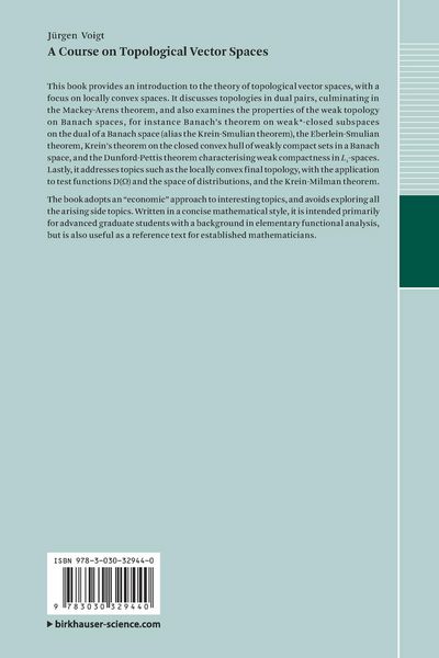 Produktbild: A Course on Topological Vector Spaces