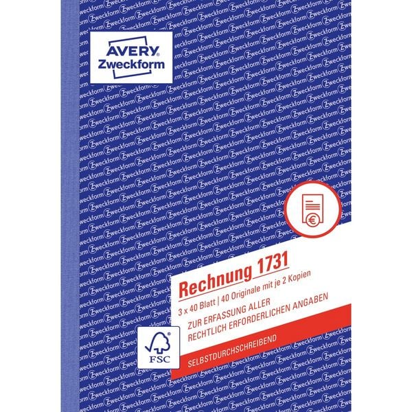 Produktbild: AVERY Zweckform Rechnung selbstdurchschreibend DIN A5 3x40 Blatt