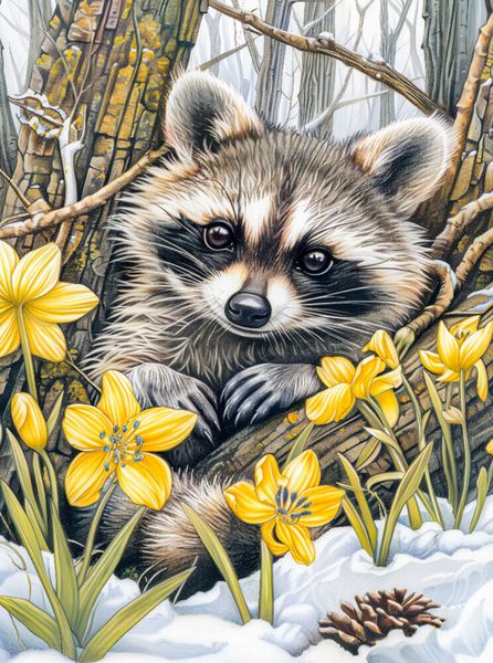 Produktbild: CALVENDO Puzzle Waschb&auml;r zwischen den B&auml;umen im Fr&uuml;hling. | 2000 Teile Lege-Gr&ouml;&szlig;e 90x67cm Foto-Puzzle f&uuml;r gl&uuml;ckliche Stunden