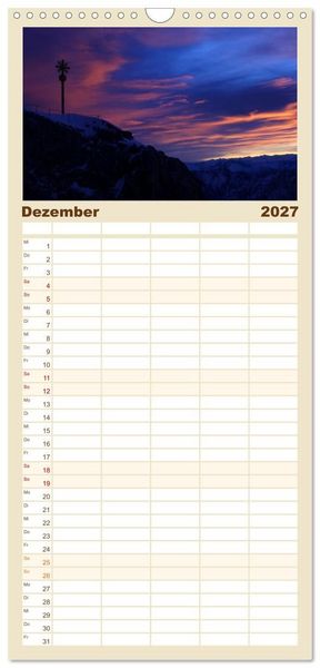 Produktbild: Familienplaner 2027 - Berge und Seen rund um die Zugspitze mit 5 Spalten (Wandkalender, 21 x 45 cm) CALVENDO