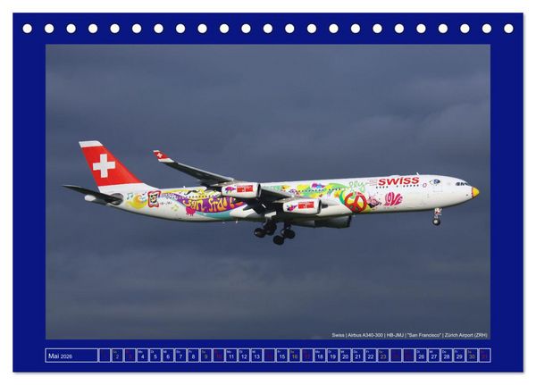 Produktbild: Bunte Airliner (Tischkalender 2026 DIN A5 quer), CALVENDO Monatskalender
