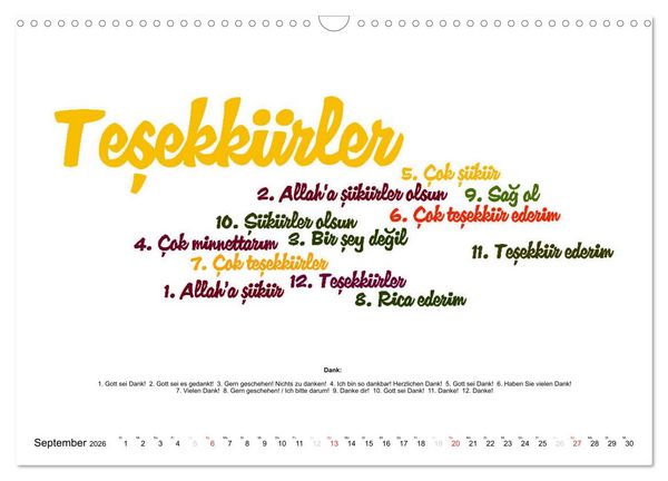 Produktbild: Smalltalk Sprachkalender T&uuml;rkisch-Deutsch (Wandkalender 2026 DIN A3 quer), CALVENDO Monatskalender