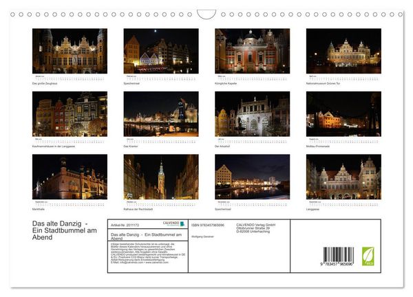 Produktbild: Das alte Danzig - Ein Stadtbummel am Abend (Wandkalender 2026 DIN A3 quer), CALVENDO Monatskalender