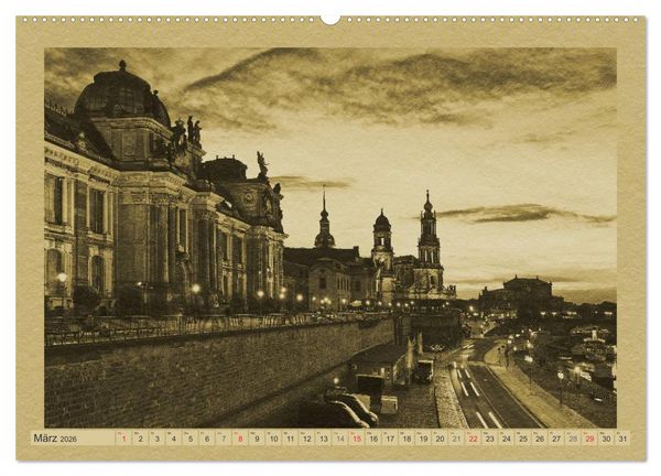 Produktbild: Dresden - Ein Kalender im Zeitungsstil (hochwertiger Premium Wandkalender 2026 DIN A2 quer), Kunstdruck in Hochglanz