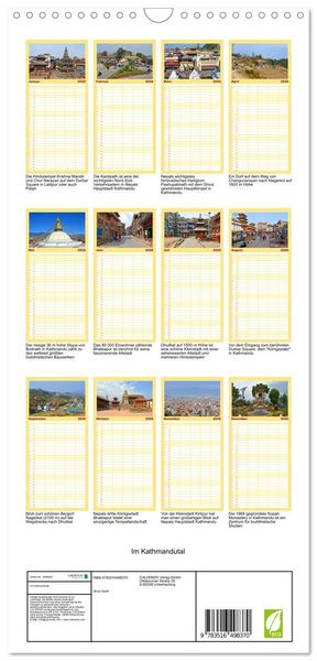 Produktbild: Familienplaner 2026 - Im Kathmandutal mit 5 Spalten (Wandkalender, 21 x 45 cm) CALVENDO