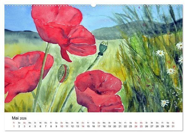 Produktbild: Blumen-Aquarelle (hochwertiger Premium Wandkalender 2026 DIN A2 quer), Kunstdruck in Hochglanz