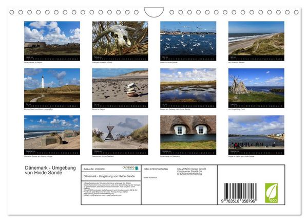 Produktbild: D&auml;nemark - Umgebung von Hvide Sande (Wandkalender 2026 DIN A4 quer), CALVENDO Monatskalender