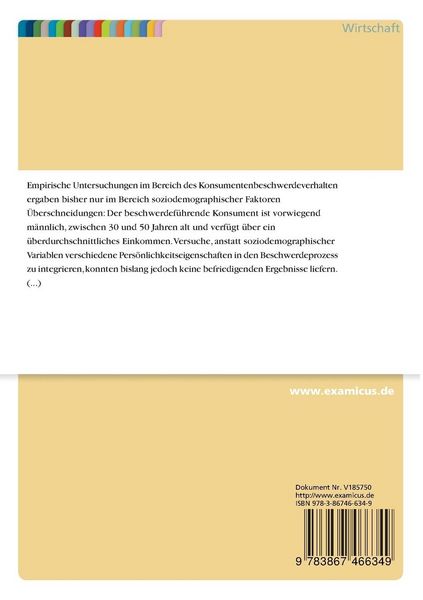 Produktbild: Der Einfluss ausgew&auml;hlter Pers&ouml;nlichkeitseigenschaften auf das Beschwerdeverhalten von Konsumenten