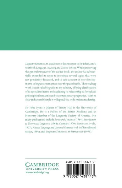 Produktbild: Linguistic Semantics: An Introduction