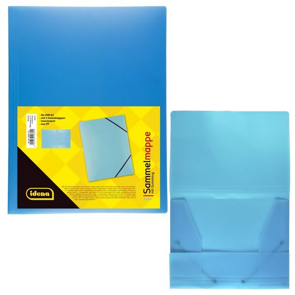 Idena Sammelmappe PP mit Gummizug transluzent türkis DIN A3